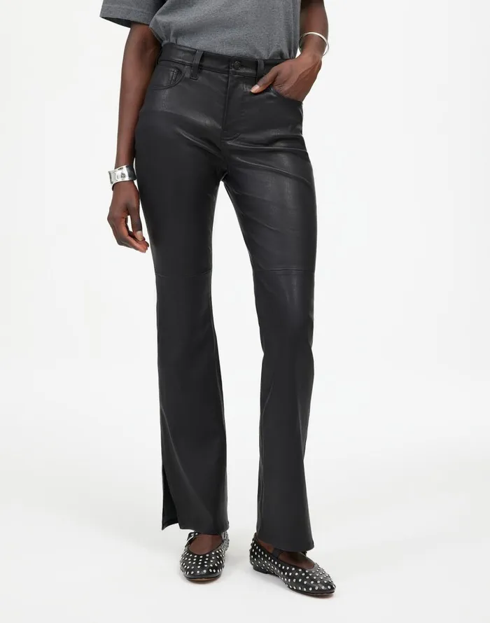 Madewell Kick Out FullLength Pants In Leather True Black Women Pants