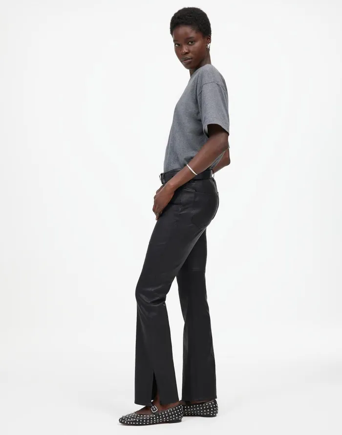 Madewell Kick Out FullLength Pants In Leather True Black Women Pants