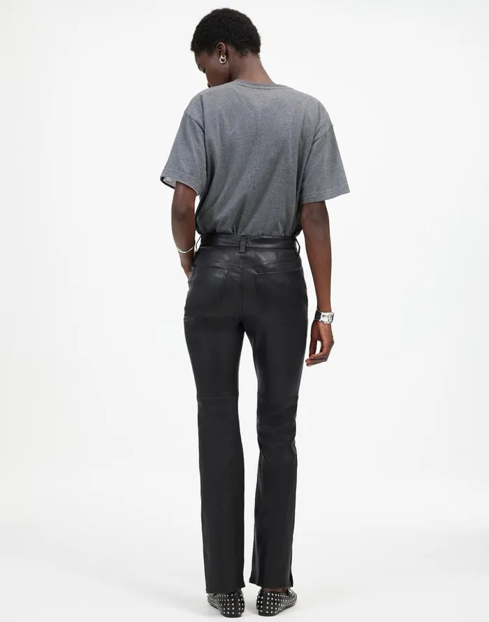 Madewell Kick Out FullLength Pants In Leather True Black Women Pants