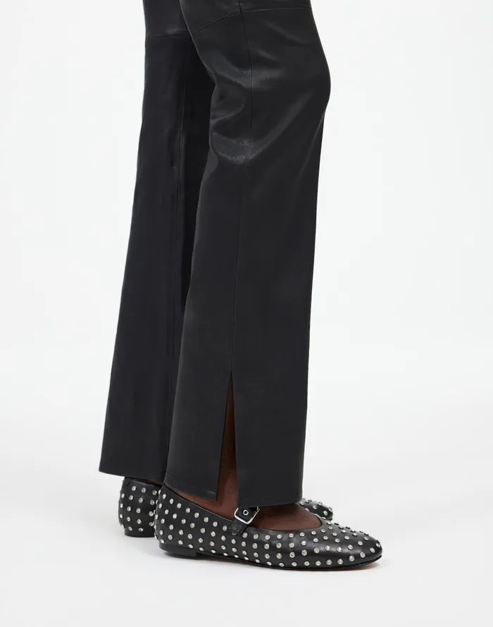 Madewell Kick Out FullLength Pants In Leather True Black Women Pants