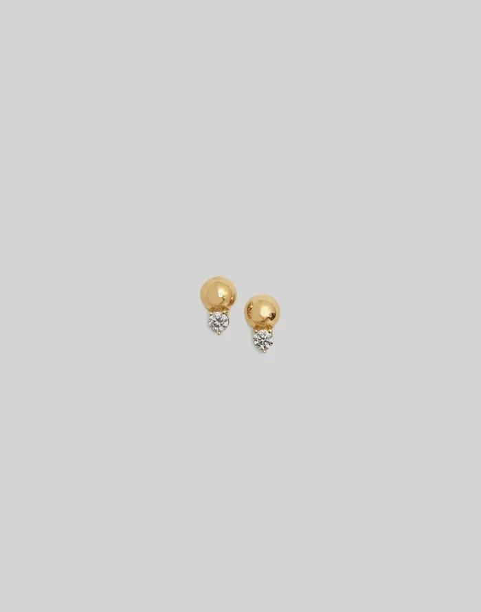 Madewell Kinn Studio Violet Round Diamond Stud Earrings Gold Women Jewelry