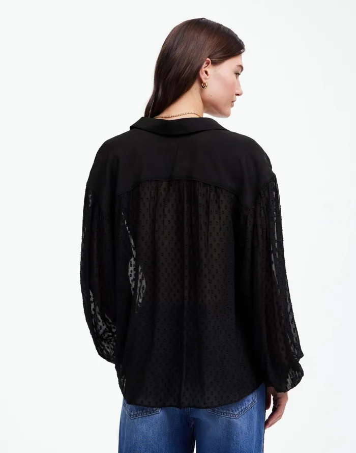Madewell LongSleeve Popover Top True Black Women Tops and Shirts