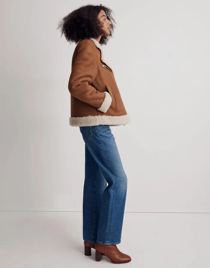 Madewell Oversized Shearling Motorcycle Jacket Acorn Women Coats Jackets