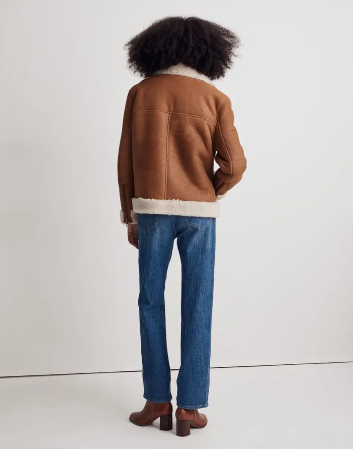 Madewell Oversized Shearling Motorcycle Jacket Acorn Women Coats Jackets