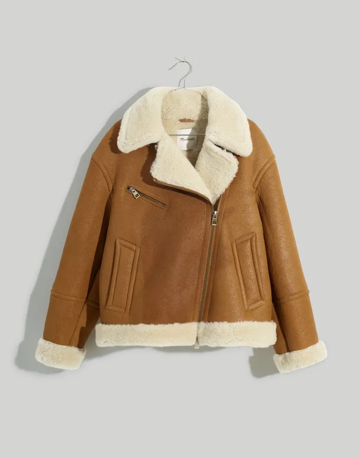 Madewell Oversized Shearling Motorcycle Jacket Acorn Women Coats Jackets