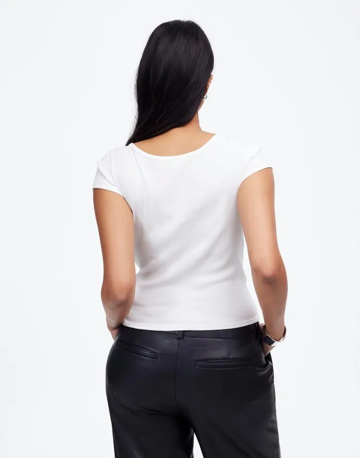 Madewell Regenerative Cotton Ribbed CapSleeve Tee White Women Tees