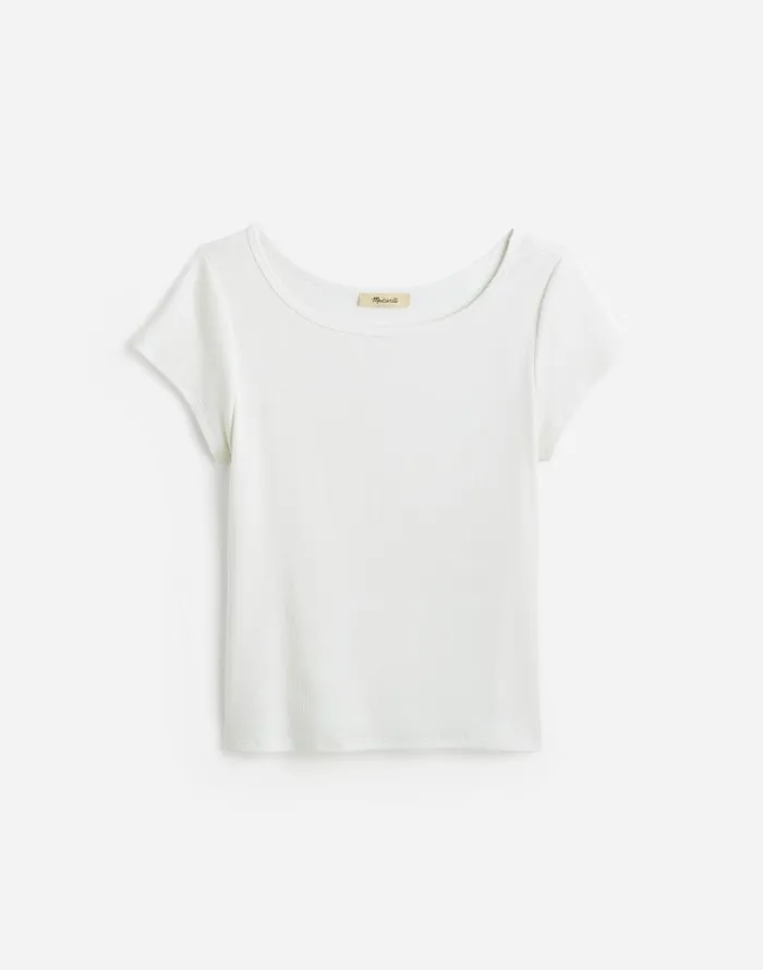 Madewell Regenerative Cotton Ribbed CapSleeve Tee White Women Tees