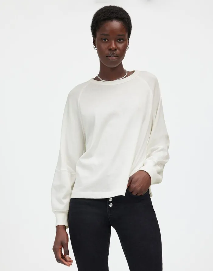 Madewell Relaxed LongSleeve Raglan Tee Eyelet White Women Tees