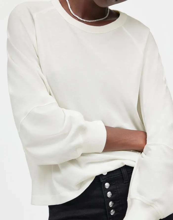 Madewell Relaxed LongSleeve Raglan Tee Eyelet White Women Tees