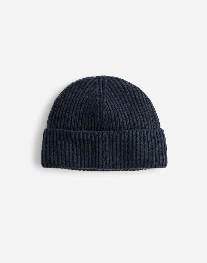 Madewell Rib Knit Beanie In SoftWool Dark Metal Men Hats and Scarves