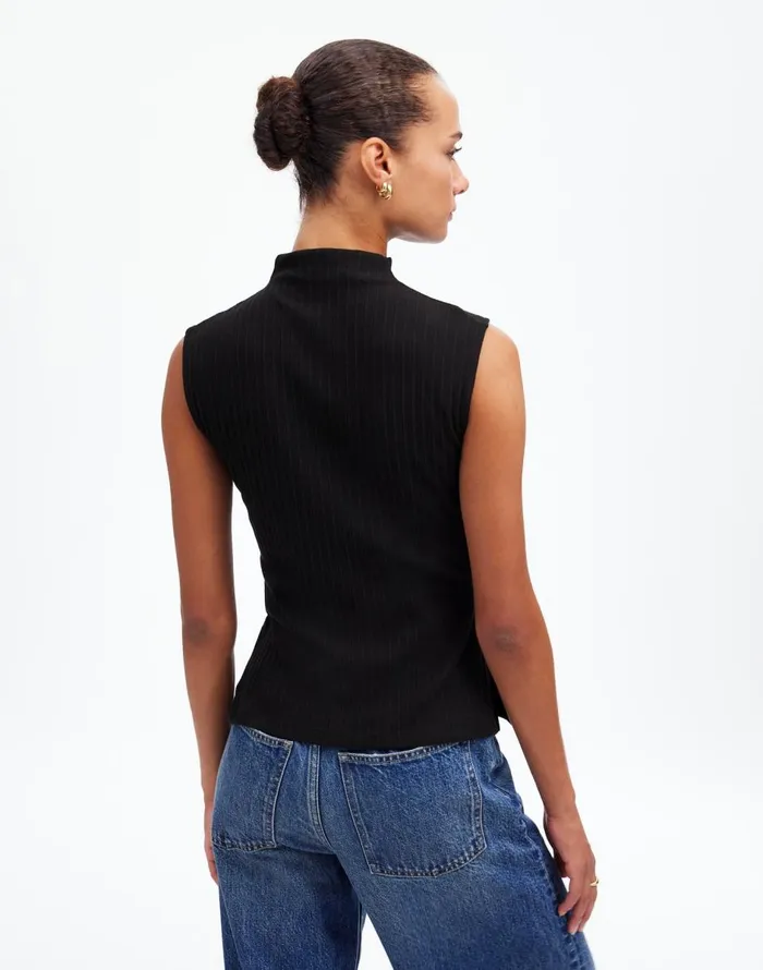 Madewell Ribbed Mockneck Tank Jet Black Women Tops and Shirts