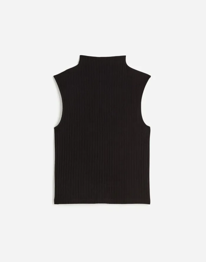 Madewell Ribbed Mockneck Tank Jet Black Women Tops and Shirts