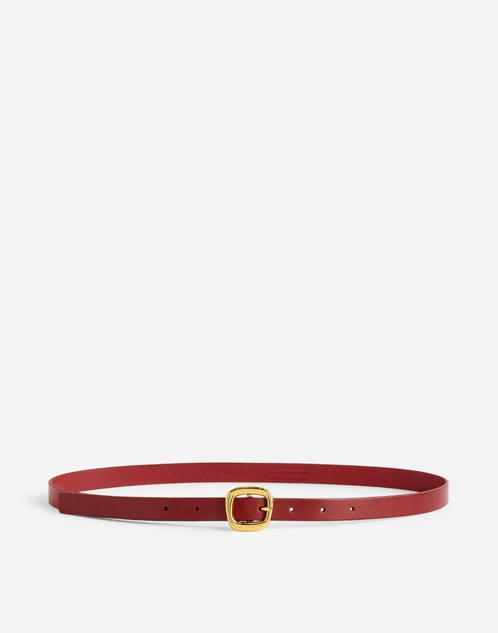 Madewell Sculptural Buckle Leather Skinny Belt Bright Ember Women Belts
