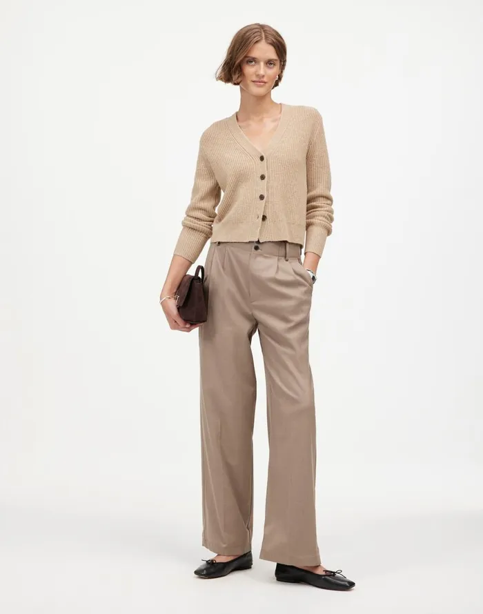 Madewell SoftWool ButtonFront Cardigan Heather Oatmeal Women Sweaters