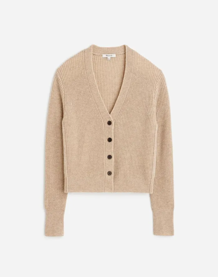 Madewell SoftWool ButtonFront Cardigan Heather Oatmeal Women Sweaters