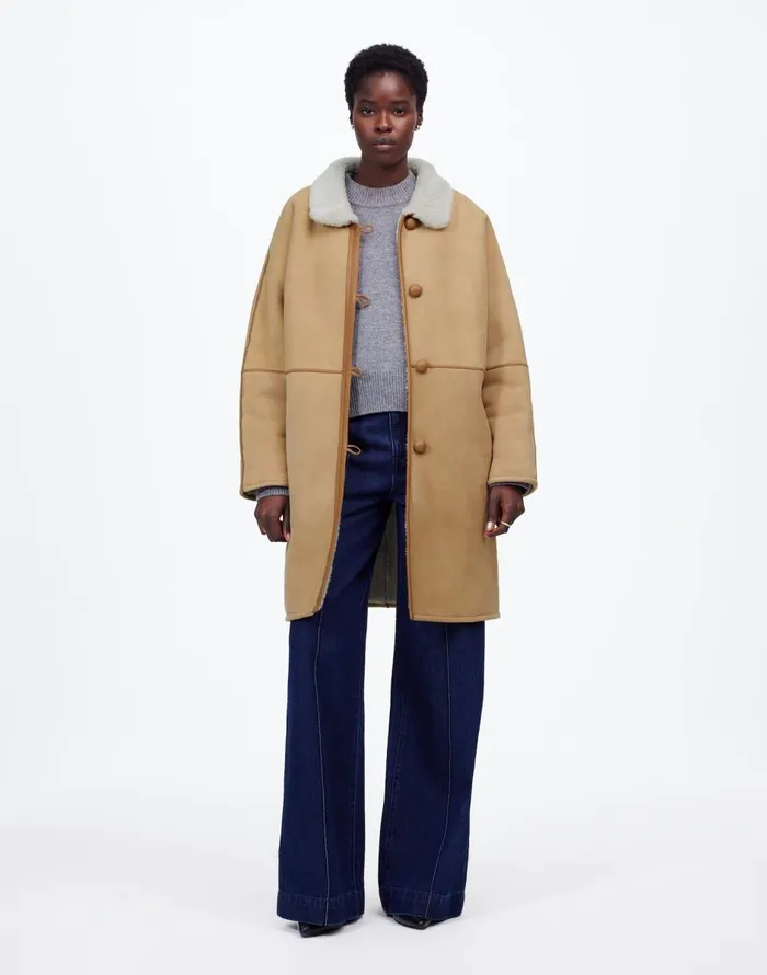 Madewell Suede Oversized Long Jacket Winter White Women Coats Jackets