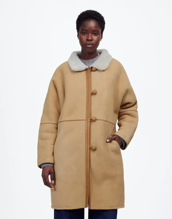 Madewell Suede Oversized Long Jacket Winter White Women Coats Jackets
