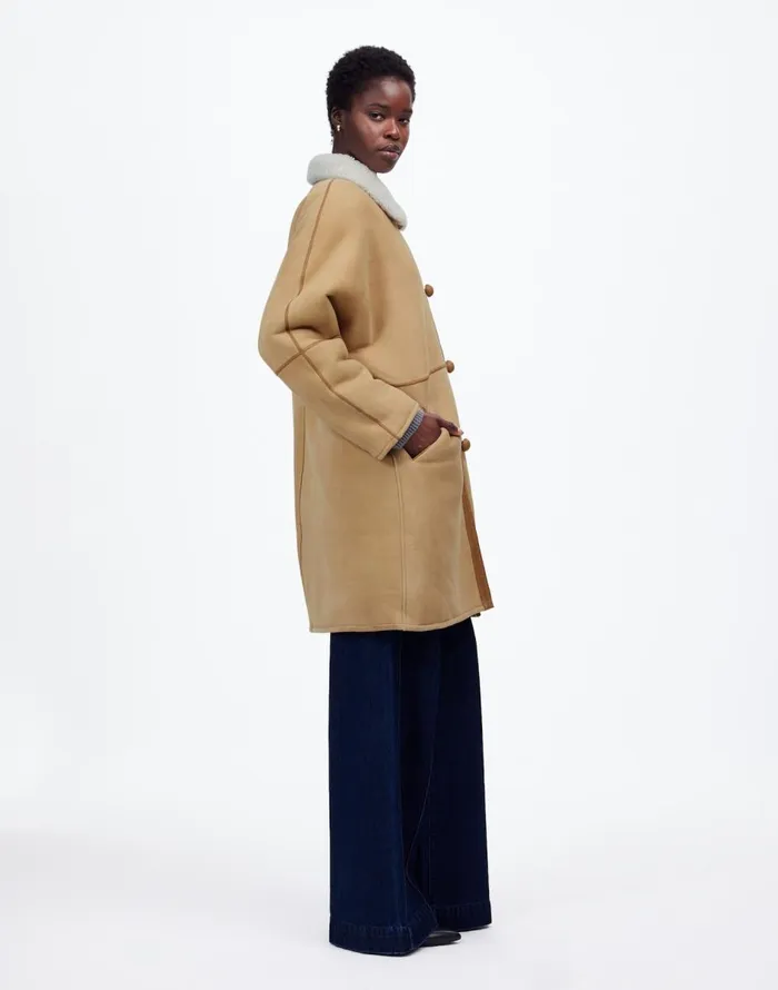 Madewell Suede Oversized Long Jacket Winter White Women Coats Jackets