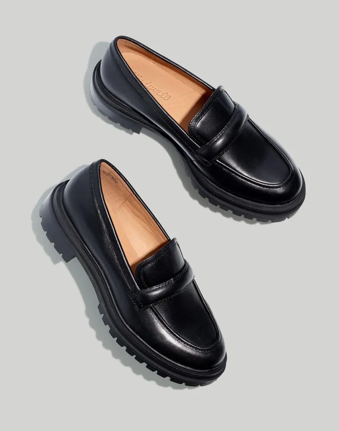 Madewell The Bradley Lugsole Loafer In Leather True Black Women Flats and Loafers Madewell The Bradley Lugsole Loafer In Leather True Black Women Flats and Loafers