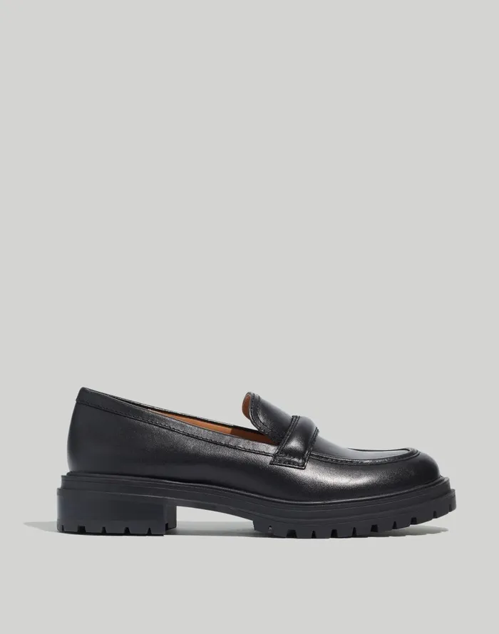 Madewell The Bradley Lugsole Loafer In Leather True Black Women Flats and Loafers