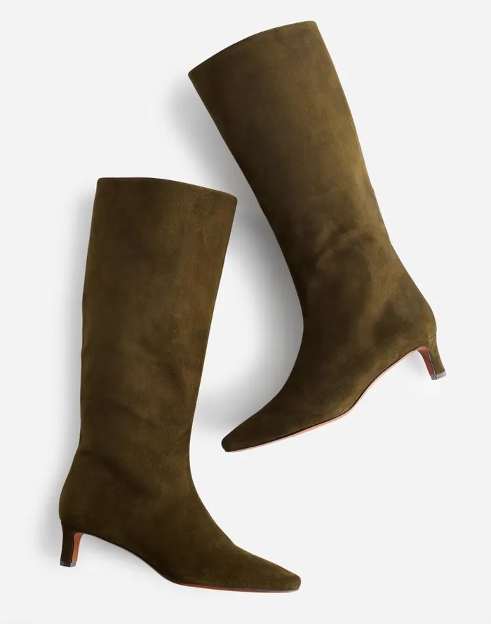 Madewell The Dimes KittenHeel Knee Boot Shaded Olive Women Boots