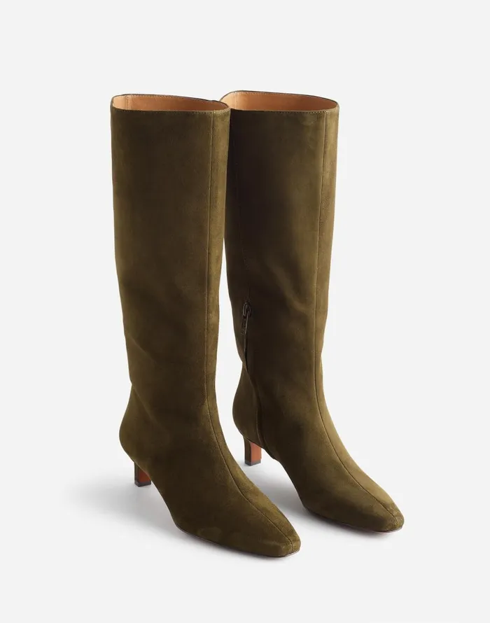 Madewell The Dimes KittenHeel Knee Boot Shaded Olive Women Boots