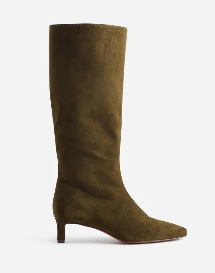 Madewell The Dimes KittenHeel Knee Boot Shaded Olive Women Boots