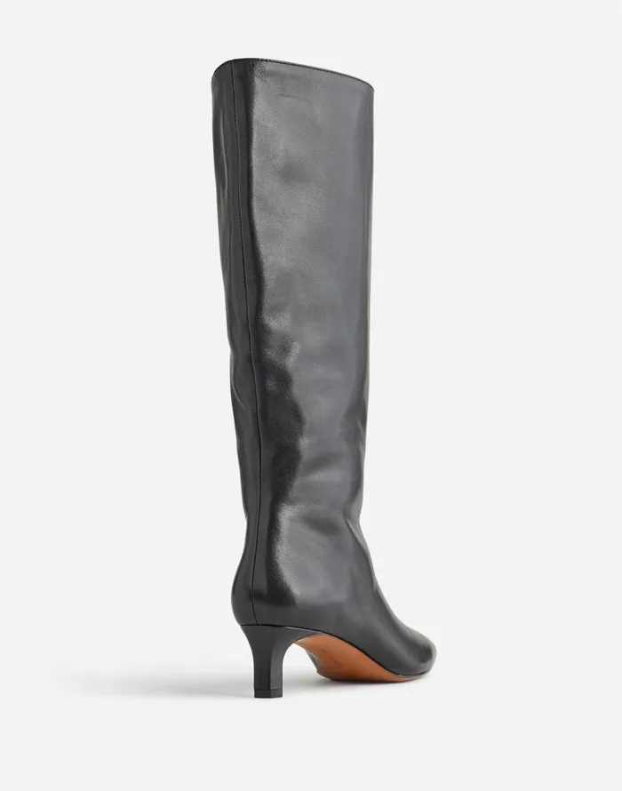 Madewell The Dimes KittenHeel KneeHigh Boot With Extended Calf In Leather True Black Women Boots