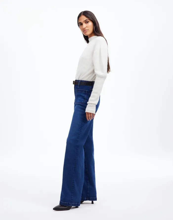 Madewell The Emmett WideLeg Full Length Jean Patch Pocket Edition Allentown Wash Women Jeans