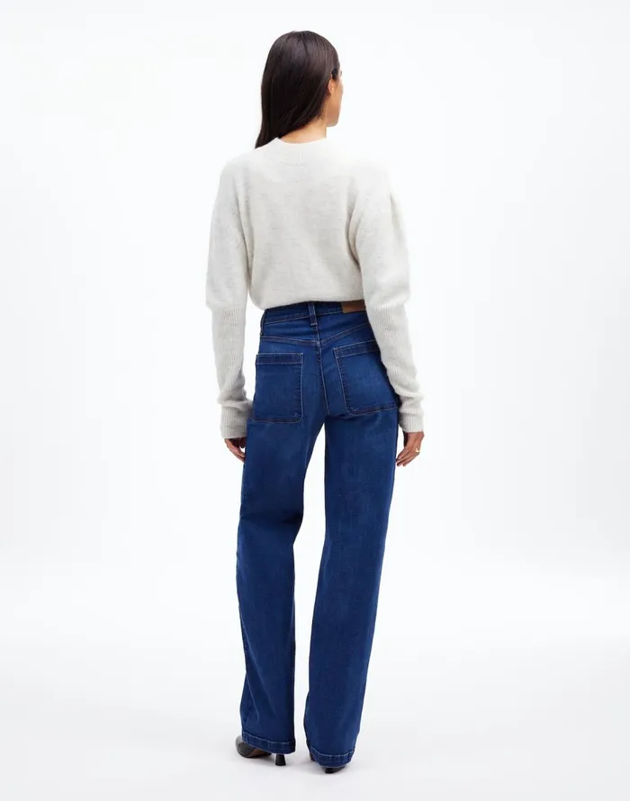 Madewell The Emmett WideLeg Full Length Jean Patch Pocket Edition Allentown Wash Women Jeans