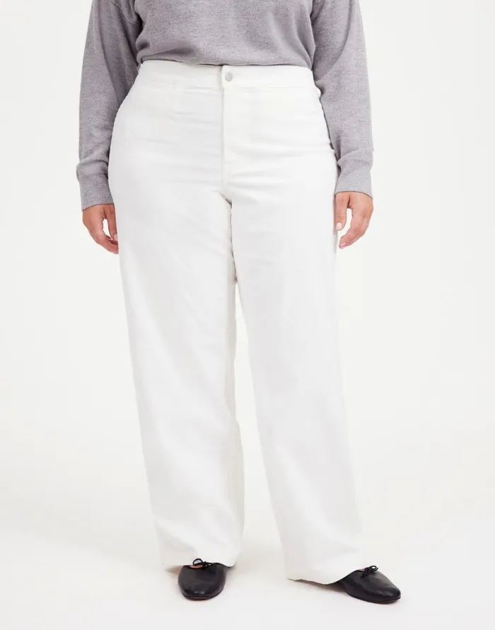 Madewell The Plus Emmett WideLeg Pant In Corduroy Welt Pocket Edition Winter White Women Pants