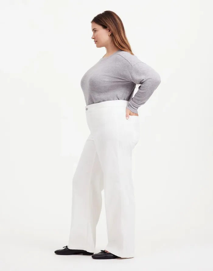 Madewell The Plus Emmett WideLeg Pant In Corduroy Welt Pocket Edition Winter White Women Pants