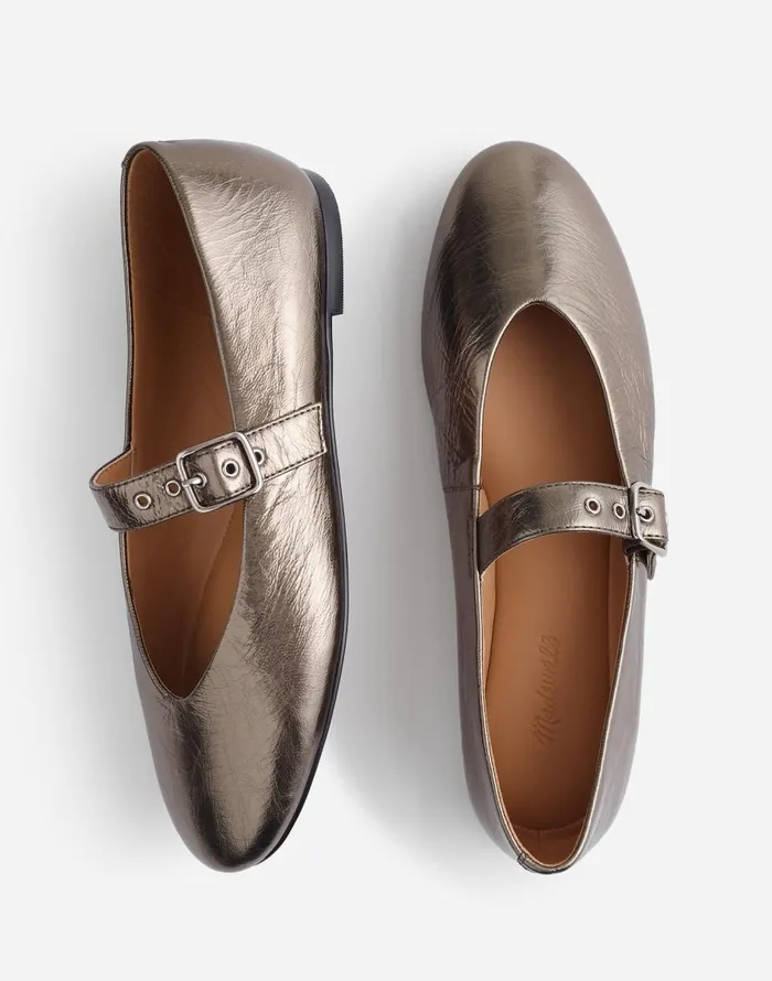 Madewell The Remy Mary Jane Flat Pewter Multi Women Flats and Loafers