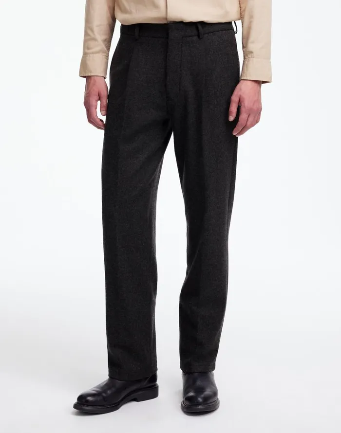 Madewell The Roebling Pleated Trouser In Italian Fabric Hthr Charcoal Men Suiting