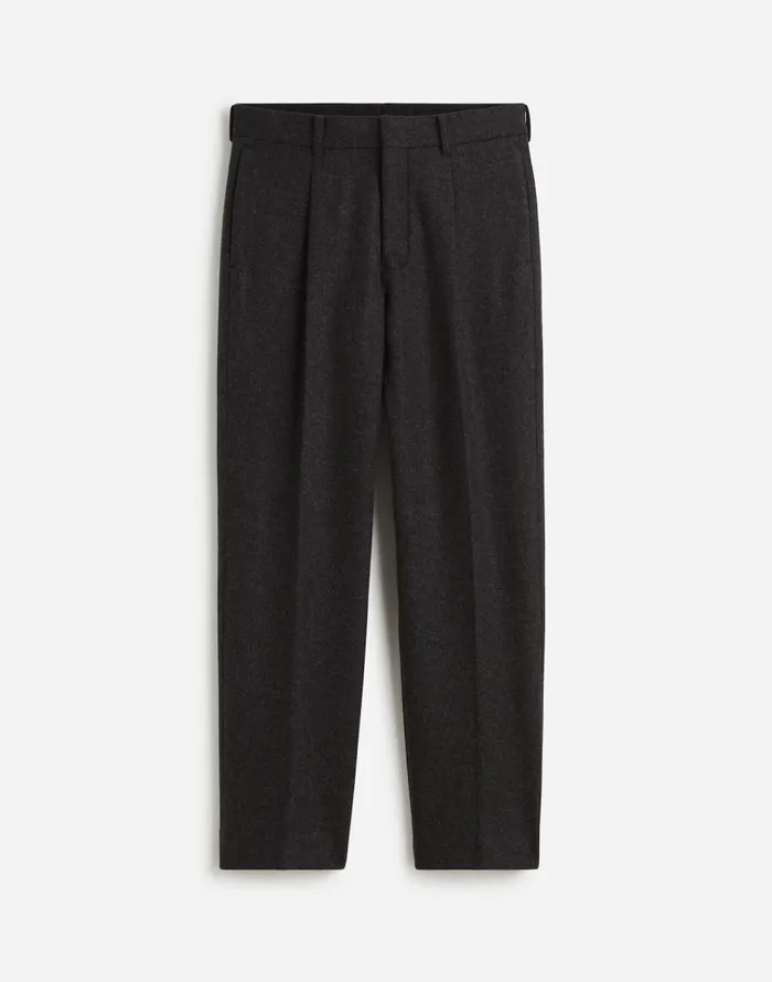 Madewell The Roebling Pleated Trouser In Italian Fabric Hthr Charcoal Men Suiting