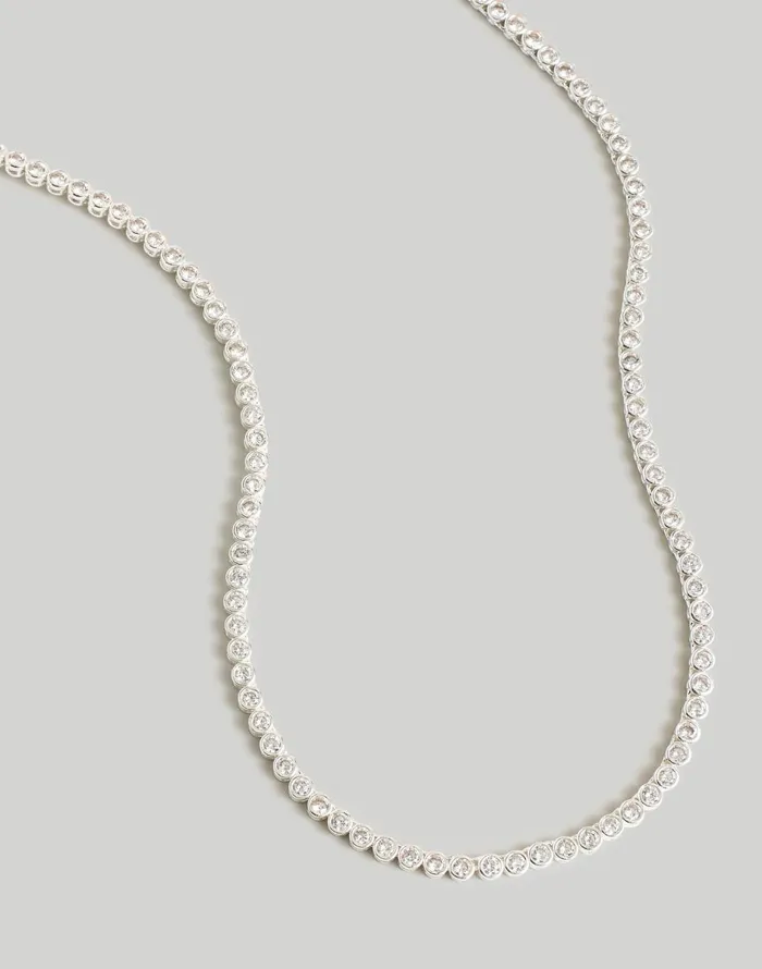 Madewell The Tennis Collection Bezel Set Crystal Necklace Polished Silver Women Jewelry Madewell The Tennis Collection Bezel Set Crystal Necklace Polished Silver Women Jewelry