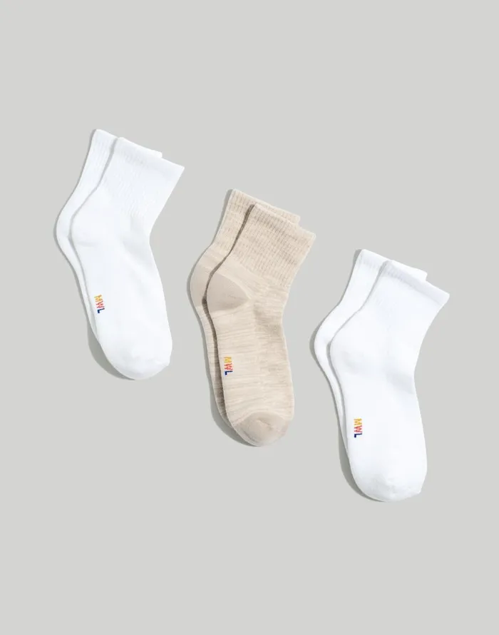 Madewell ThreePack MWL Cloudlift Ankle Socks Ashen Sand Women Socks