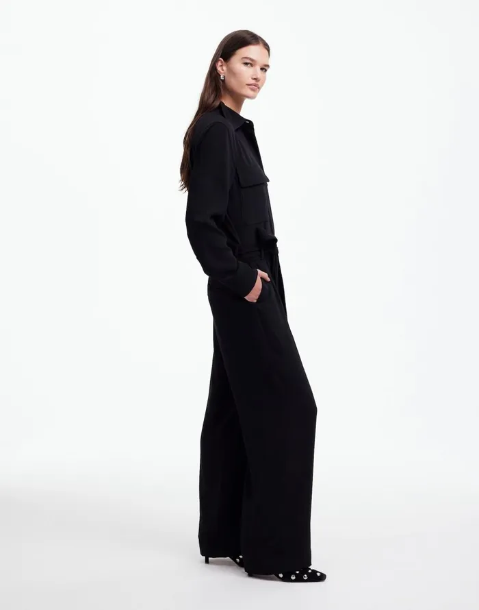 Madewell TieWaist StraightLeg Jumpsuit True Black Women Dresses