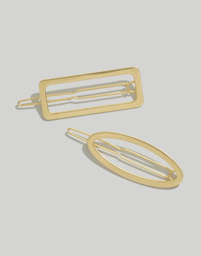 Madewell TwoPack Open Shape Hair Clips Vintage Gold Women Hair Accessories