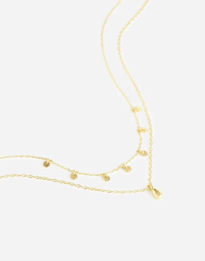 Madewell TwoPack Station and Pendant Necklace Set Pale Gold Women Jewelry