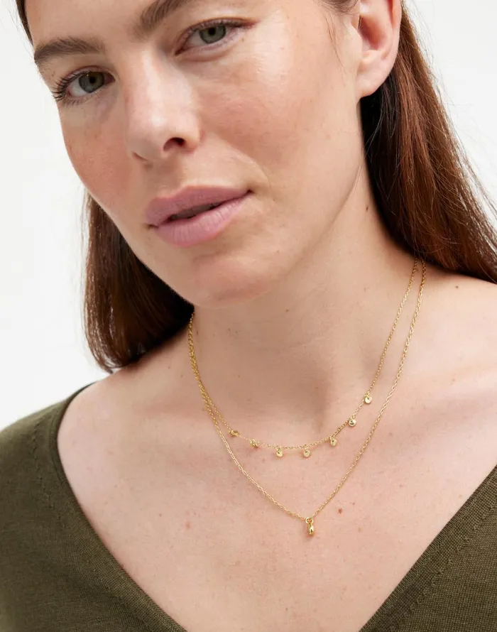 Madewell TwoPack Station and Pendant Necklace Set Pale Gold Women Jewelry