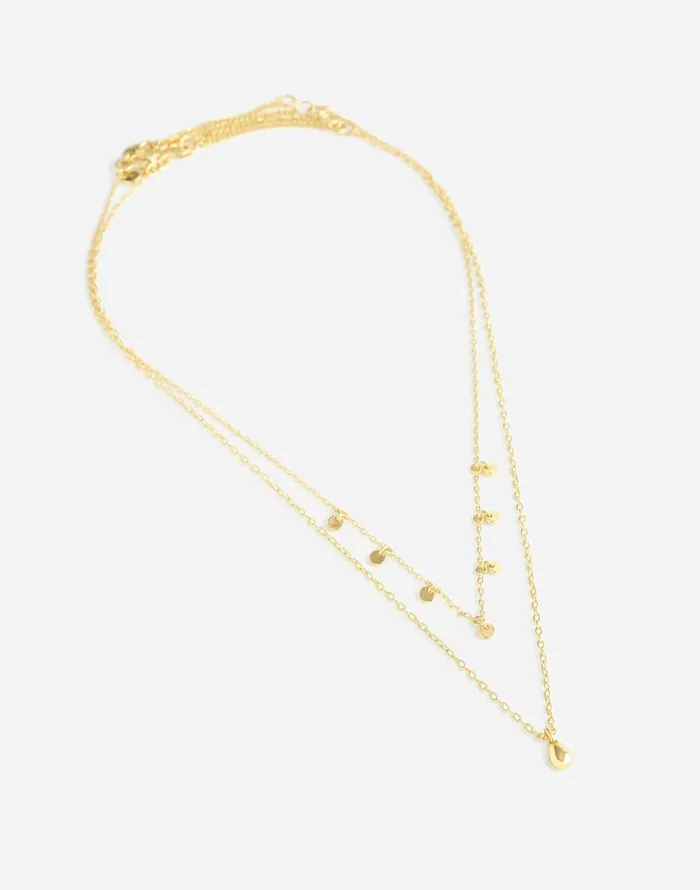 Madewell TwoPack Station and Pendant Necklace Set Pale Gold Women Jewelry