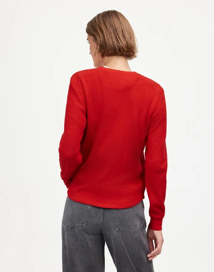 Madewell WaffleKnit Raglan Tee Bright Cherry Women Sweaters