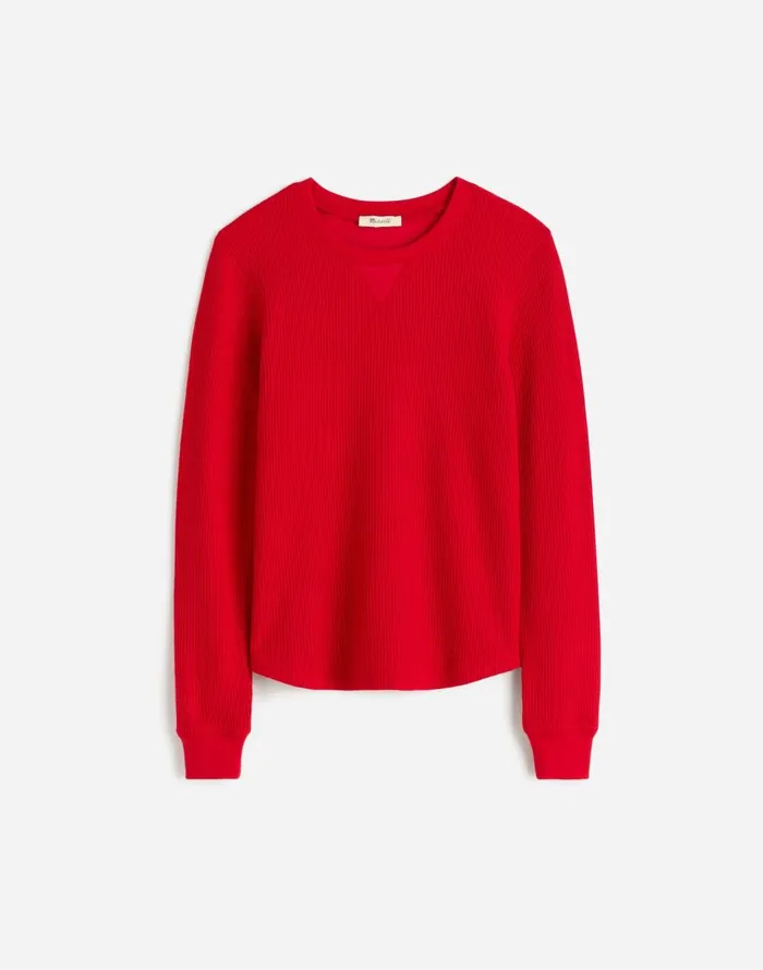 Madewell WaffleKnit Raglan Tee Bright Cherry Women Sweaters