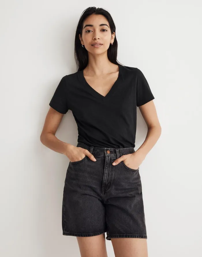 Madewell Whisper Cotton VNeck Tee True Black Women Tees