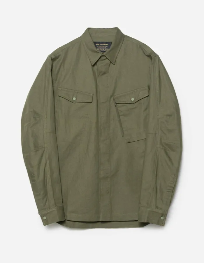 Maharishi Long Sleeve Shirts 7028 MILTYPE Organic Custom Shirt Olive OG107F 8211 Men Maharishi Long Sleeve Shirts 7028 MILTYPE Organic Custom Shirt Olive OG107F 8211 Men