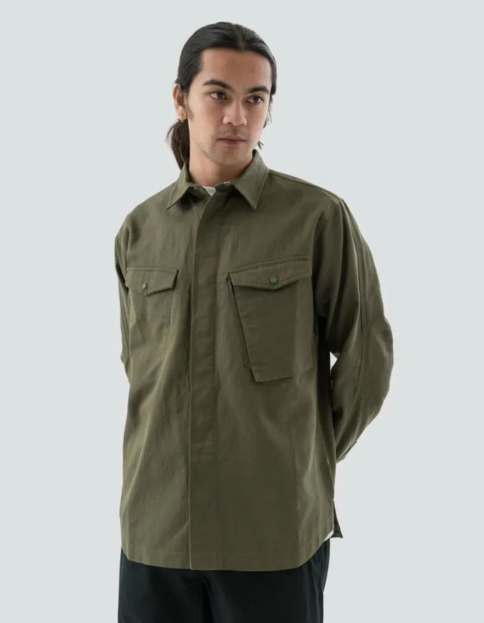 Maharishi Long Sleeve Shirts 7028 MILTYPE Organic Custom Shirt Olive OG107F 8211 Men