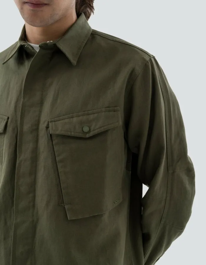 Maharishi Long Sleeve Shirts 7028 MILTYPE Organic Custom Shirt Olive OG107F 8211 Men