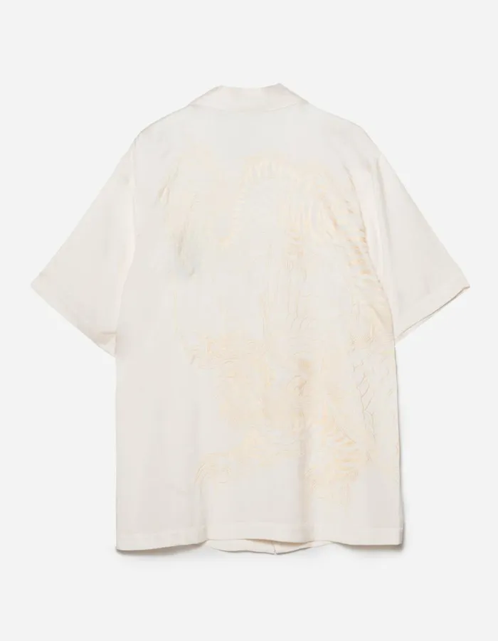 Maharishi Short Sleeve Shirts 6098 Tiger Dragon Camp Collar Shirt Ecru 8211 Men Maharishi Short Sleeve Shirts 6098 Tiger Dragon Camp Collar Shirt Ecru 8211 Men
