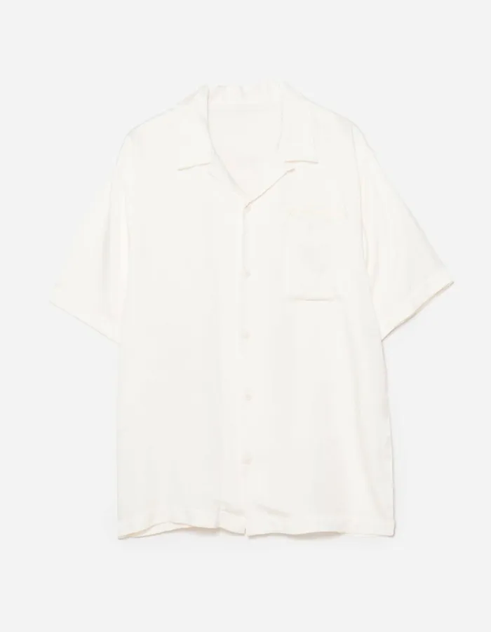 Maharishi Short Sleeve Shirts 6098 Tiger Dragon Camp Collar Shirt Ecru 8211 Men